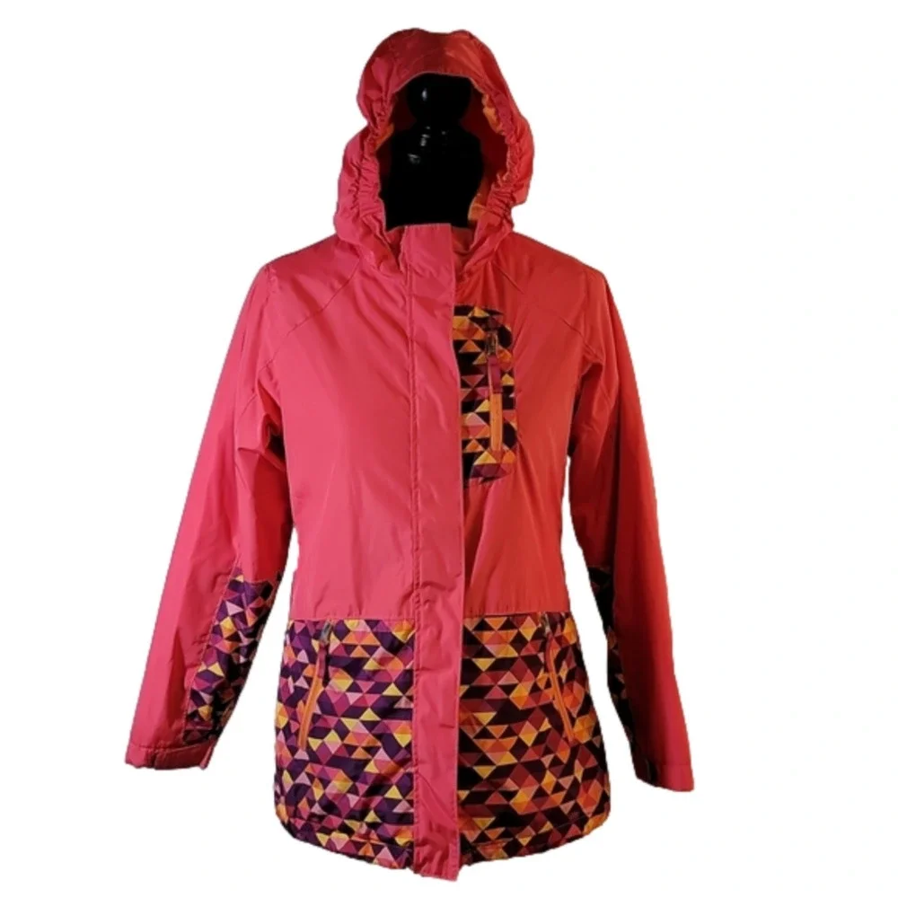 LANDS End Kids pink orange purple jacket coat with zip pockets size 14 - Picture 1 of 16